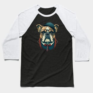 Hipster Bulldog Baseball T-Shirt